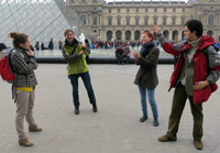 Casual (deadly serious) practice debate in front of the Louvre