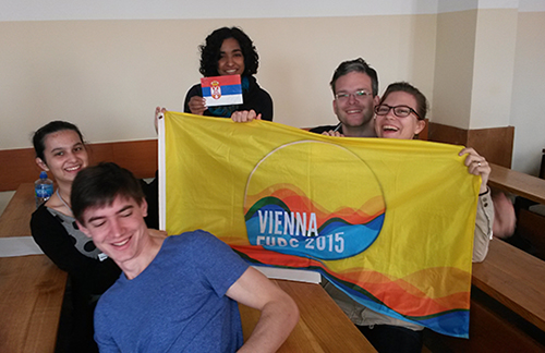 Vienna Delegation at Arandjelovac Open - and the Vienna EUDC flag!