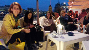 Relaxed vibes at the Friday evening social at Tel Aviv beach