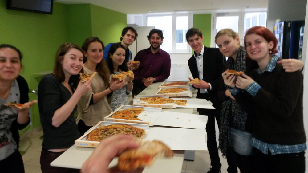 Well deserved Pizza for everyone after the results were announced on Friday.